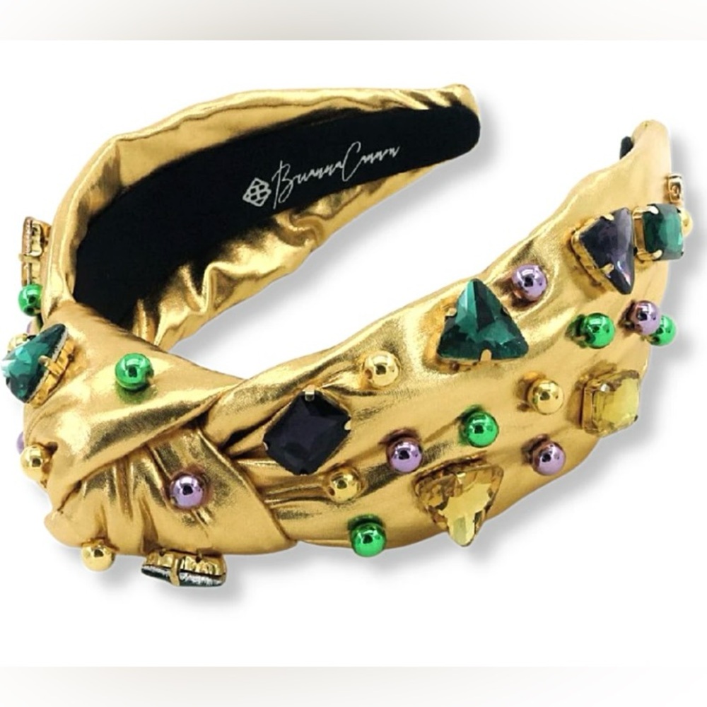 NWT Brianna Cannon Gold Mardi Gras Headband with Gold Jewels